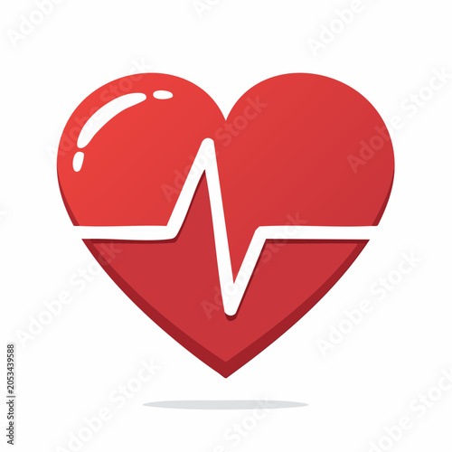 Red Heart with EKG Line