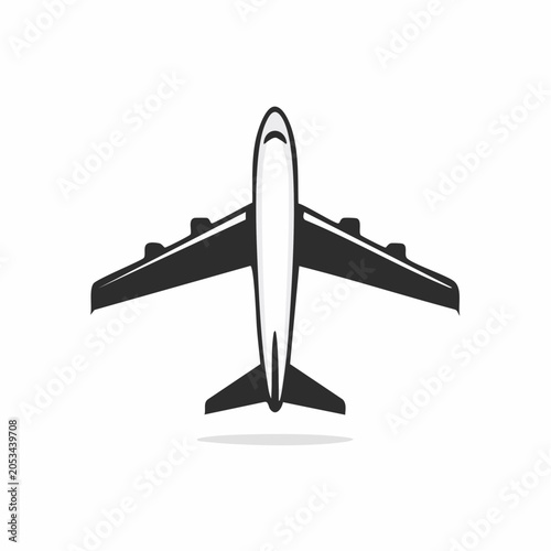 Top View Silhouette of a Modern Jet Airplane