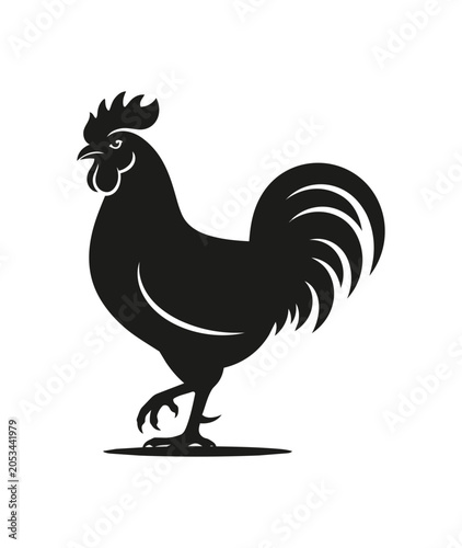 Silhouette of a Proud Rooster Standing Tall.
