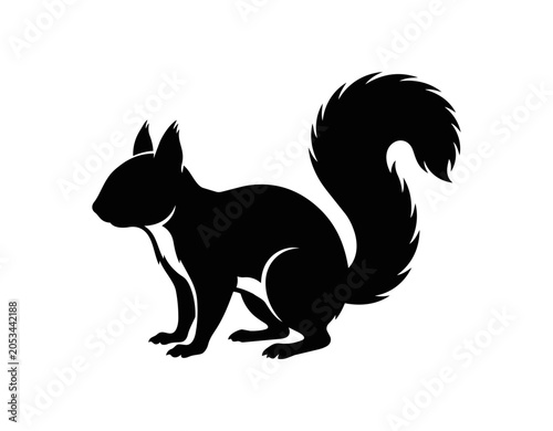 Silhouette of a Squirrel with Bushy Tail.