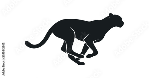 Silhouette of a running cheetah in motion.