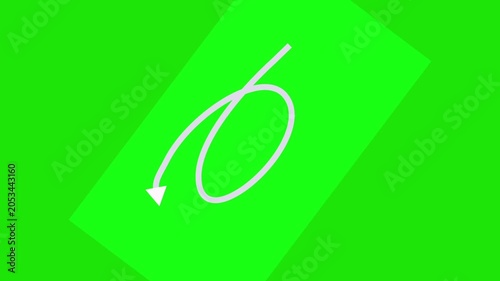 green arrow sign animated on green screen background.