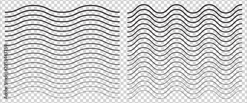 Quadro su tela Wavy Lines Pattern Background With Black Curved Stripes On Transparent Grid For