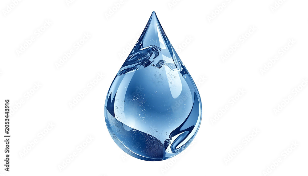 Fototapeta premium Crystal clear water droplet reflecting light on transparent background minimal design