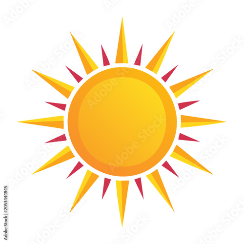 Stylized sun icon with radiating rays