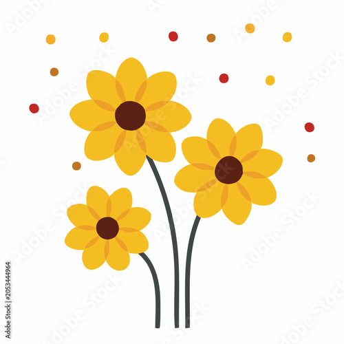 Stylized Yellow Flowers with Dots