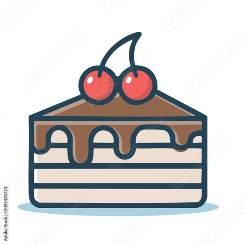 Slice of cake with cherries on top