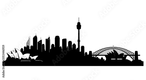 Photography Sydney Skyline Silhouette - Opera House, Bridge, Tall Buildings