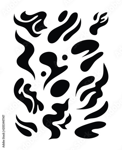 Abstract Organic Shapes and Spark Symbols Collection – Modern Vector Elements