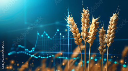 Wheat prices show upward trend on digital financial market analysis chart