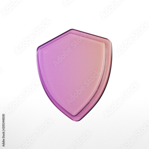 Shield shape with gradient 3d render on white background