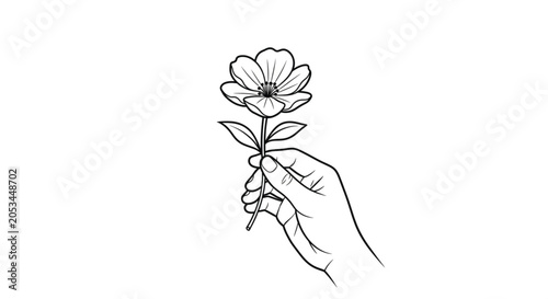 фотографія Hand Holding a Single Flower.