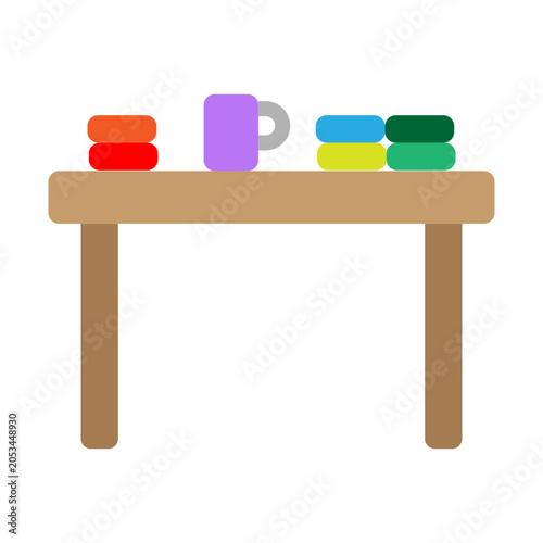 Photos Messy Desk Vector Flat Icon Design