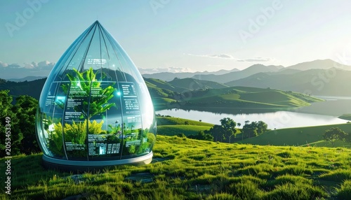 Futuristic Eco Dome Grows Plants with Digital Data Display