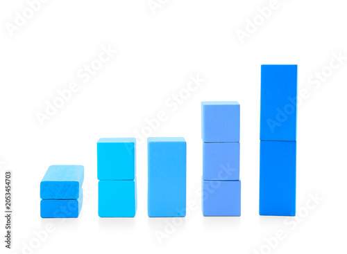 Blue wooden blocks bar grap...