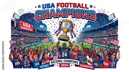Obraz na płótnie USA Football National Champions 2024 Celebration Illustration