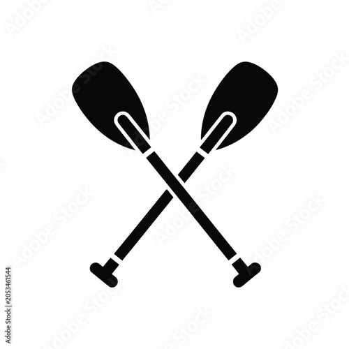 Crossed kayak paddles black vector icon: Line and glyph solid icon and logo template - Clipart, sticker - icon set
