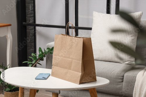 Brown paper shopping bag an...