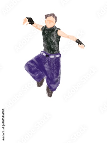 ジャンプしてダンスをする男性アイドル