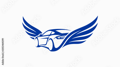 Winged Sports Car Logo Design.