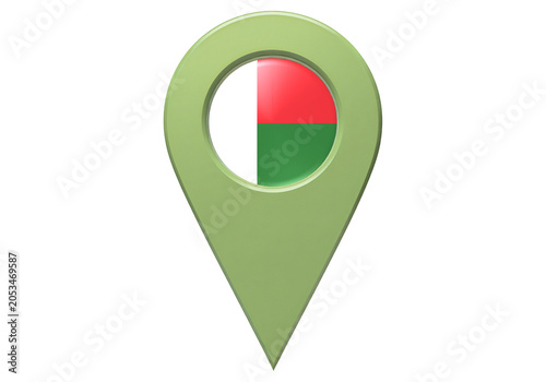 Obraz na plátně Map pin with Madagascar flag symbol