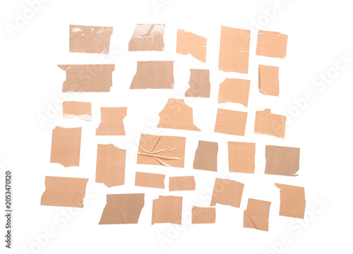 Of brown adhesive tape piec...