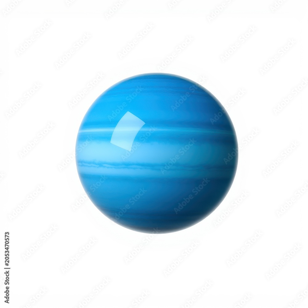 Fototapeta premium Blue sphere depicts planet. Visible light reflection creates bright spot. Smooth texture suggests gaseous composition, celestial body.
