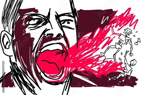 Quadro su tela Vibrant Expressive Screaming Face Energy Illustration of Intense Rage and Inner