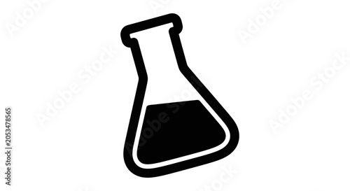 Fotografie Black and white illustration of a laboratory flask