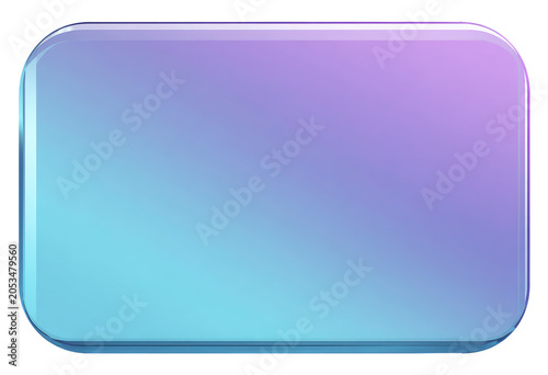 Glossy, rounded rectangle with a vibrant gradient of cyan and lavender, suggesting a digital button or interactive element