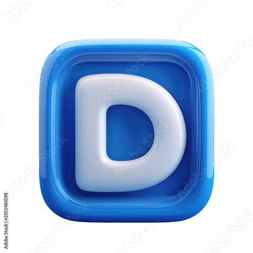 A glossy, three-dimensional letter 