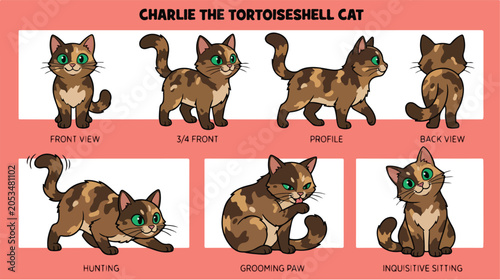 Cat character design sheet lineup