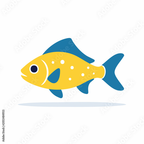 Yellow and Blue Cartoon Fish Illustration