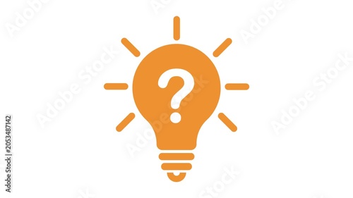 Lightbulb and question mark. Idea generation and creativity, video, icon, vector.