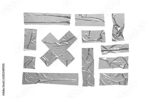 Silver duct tape pieces wit...