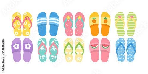 Quadro su tela Summer Slippers Illustration