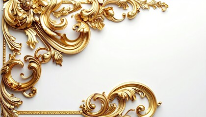 Shiny gold rococo frame elements with intricate ornate details