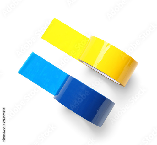 Bright yellow and blue duct...