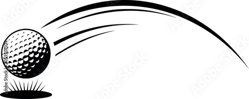 Golf Ball Flight Trajectory Line Art Illustration in Motion