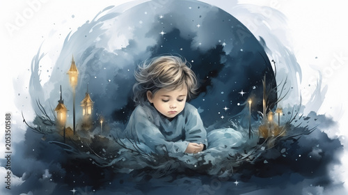 Abstract background art for world sleep day with moon and stars sleep