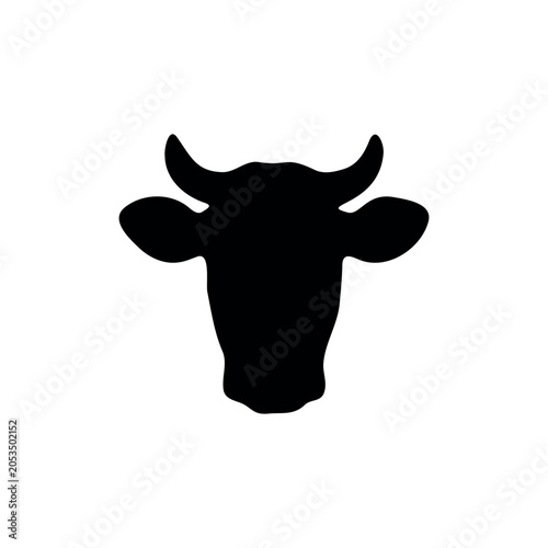 Cow head animal_ silhouette icon vector illustration on white background