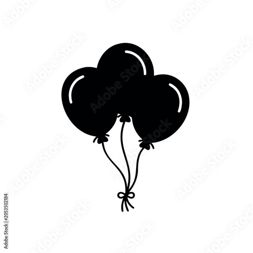 3 ballons silhouette icon vector illustration on white background