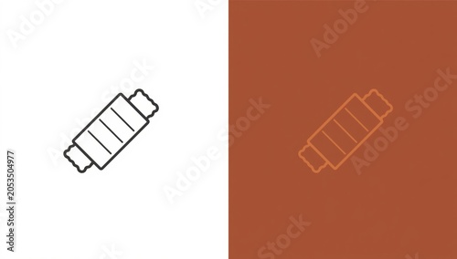 Simple candy bar icon illustration in minimalist linear style for food and snack design projects