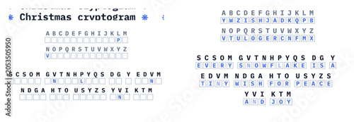 Konstfotografi Christmas coded message vector featuring letters and symbols with the correct an