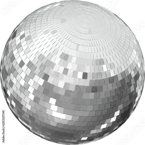 Silver shiny disco mirror ball illustration