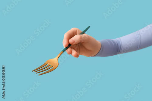 Hand holding modern golden ...