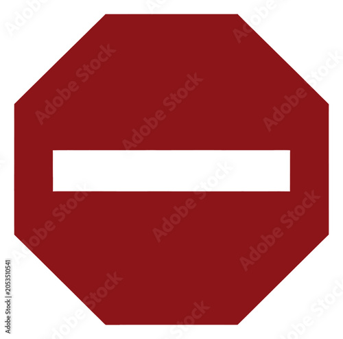 Red octagonal traffic sign with a prominent white horizontal bar indicating no entry or prohibition.