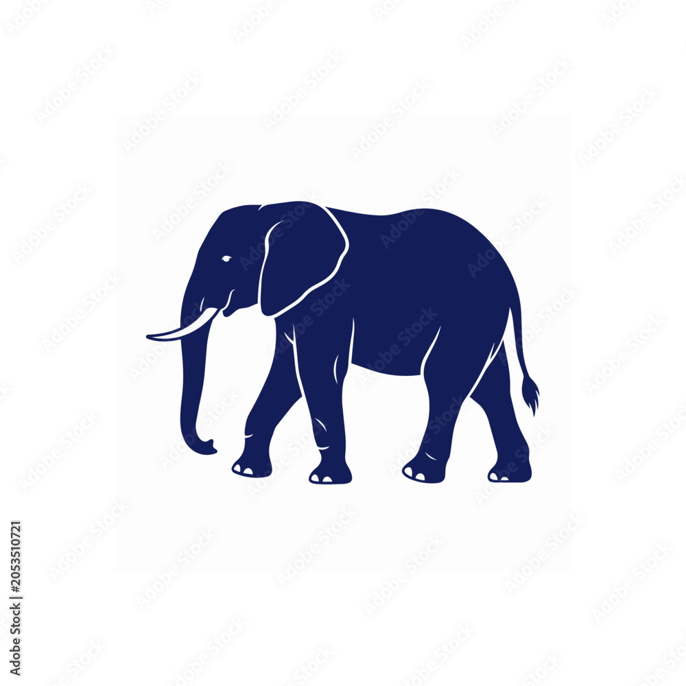 Fototapeta premium Silhouette of a majestic African elephant walking gracefully.
