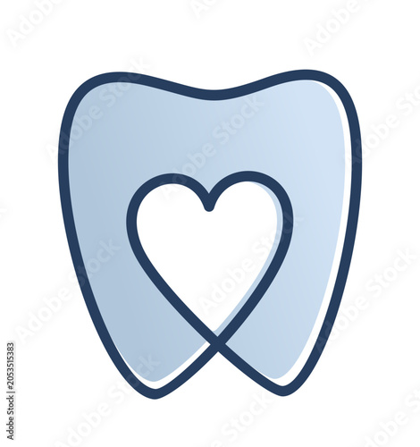 The one line symbol of tooth with heart.

