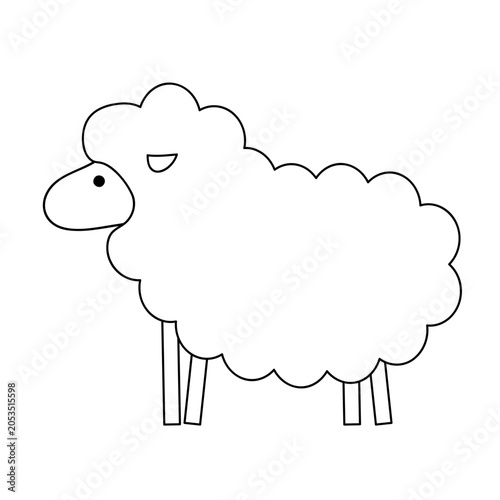 シンプルな線画の羊のイラスト